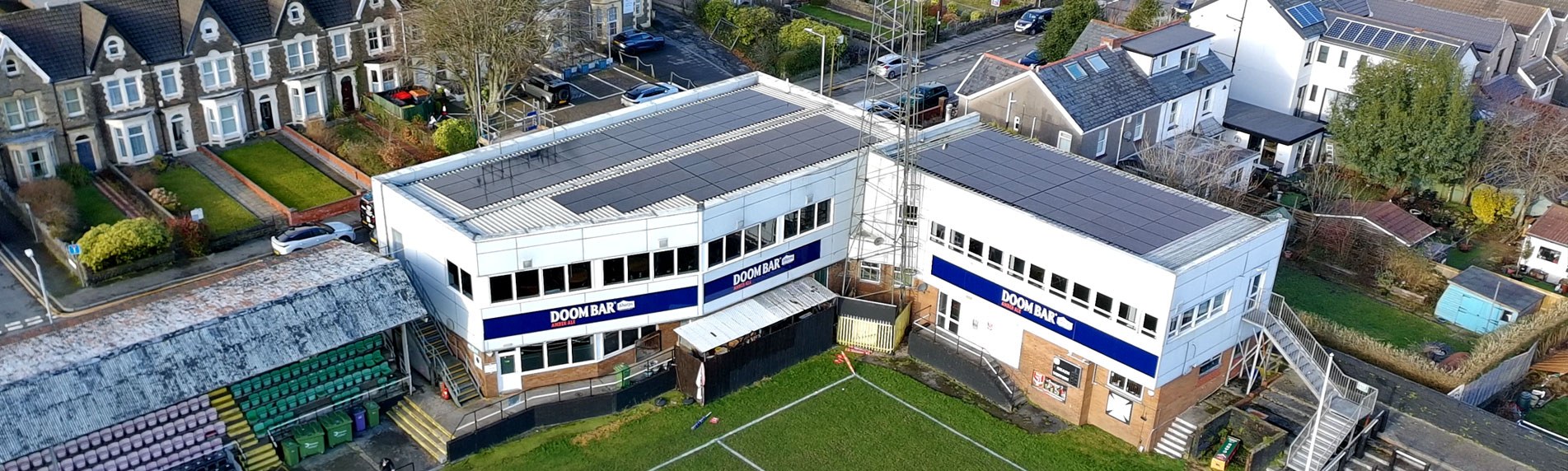 Neath RFC commercial solar case study aerial view