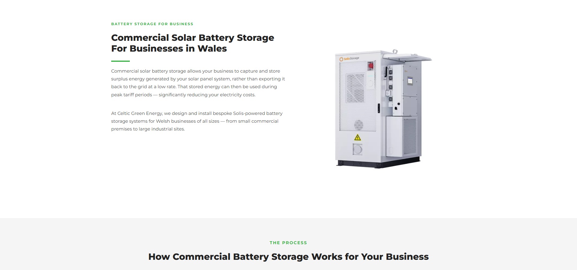 Celtic Green Energy battery storage content section
