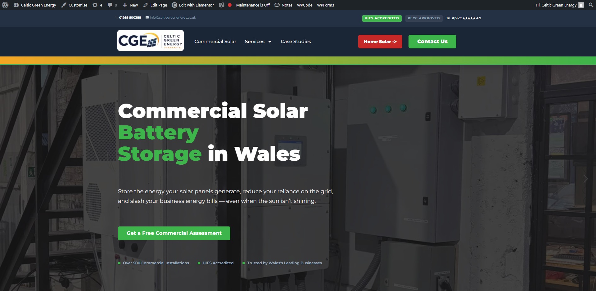 Celtic Green Energy battery storage hero page