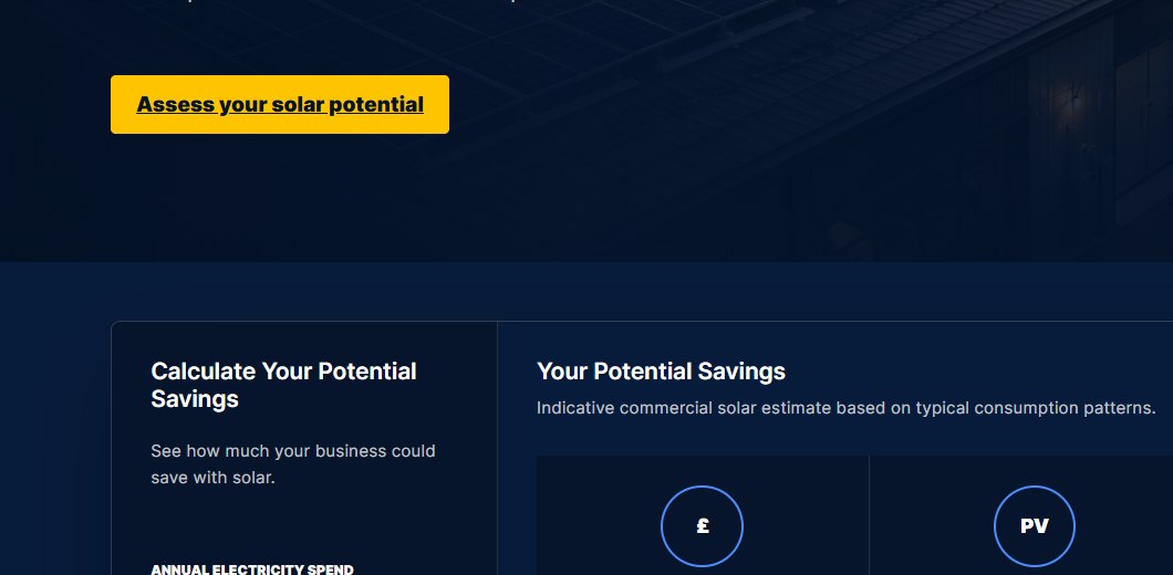 Three Phase commercial solar calculator screenshot